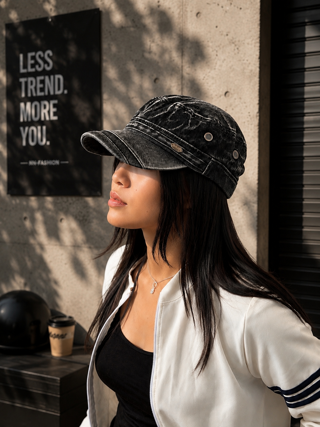 Military Cap Denim Jeans PS-133BL
