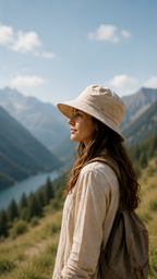 Leinen Sonnenhut Damen – Fischerhut für Wandern & Reisen
