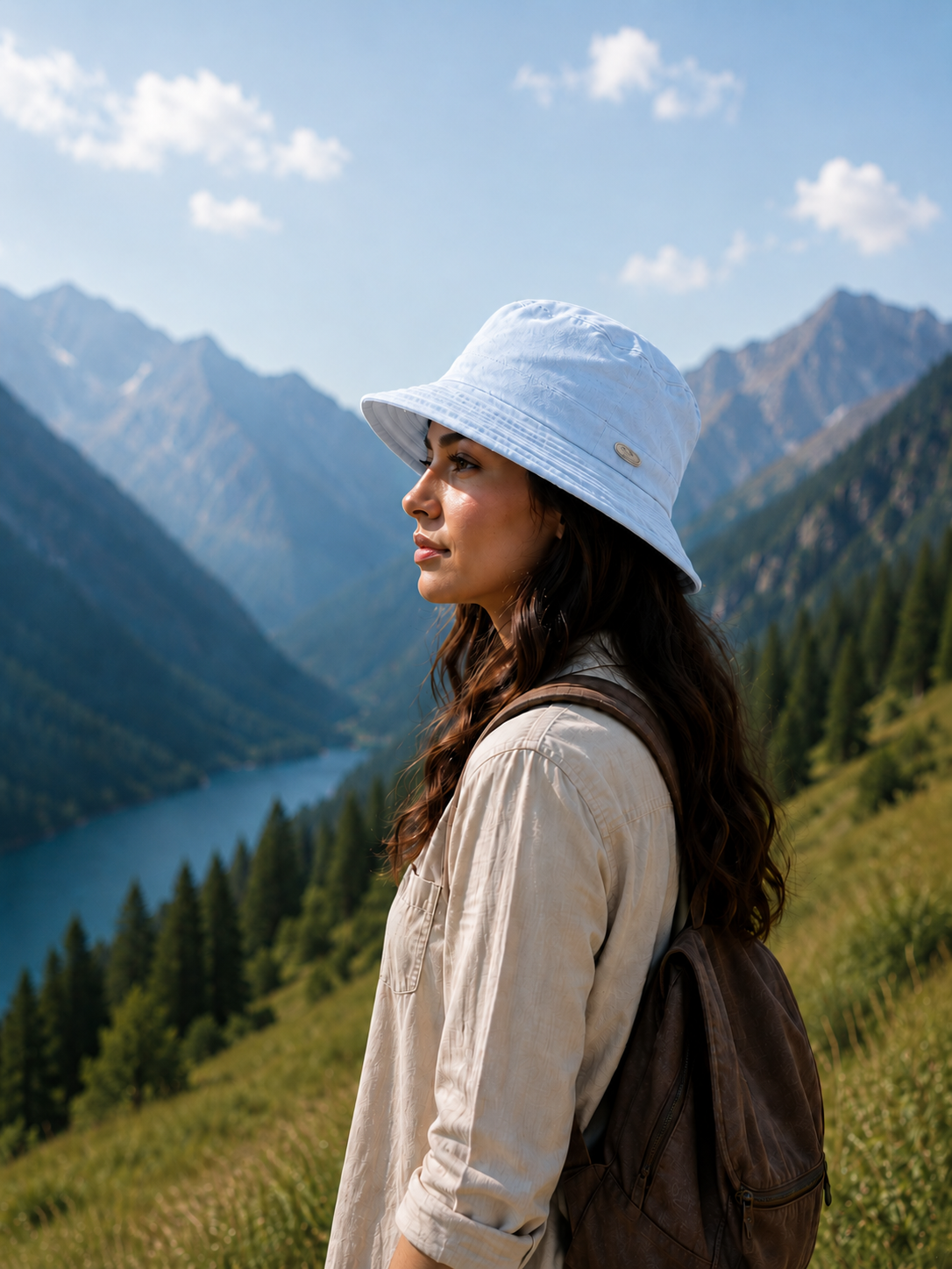 Leinen Sonnenhut Damen – Fischerhut für Wandern & Reisen
