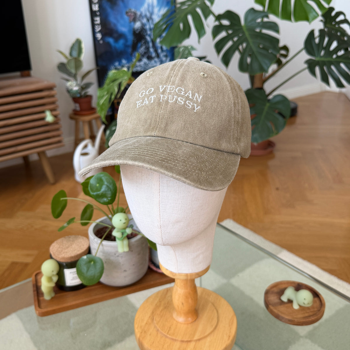 Go Vegan Eat Pussy Cap gewaschen in verschiedenen Farben - gewaschene Basecap - Handmade Present
