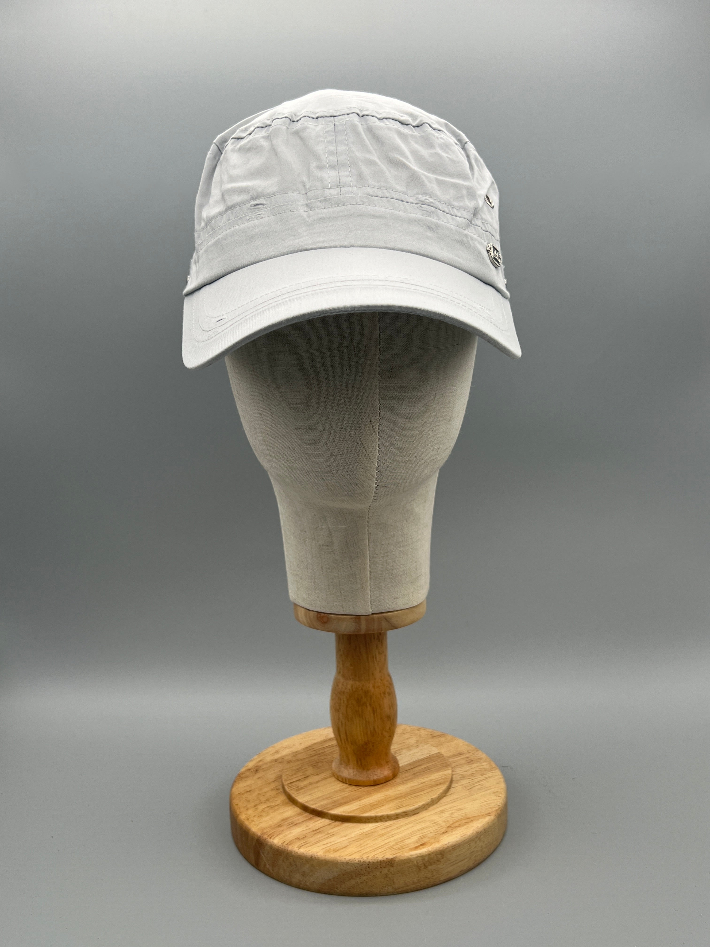 Military Cap für Herren & Damen – Vintage Army-Mütze mit Metall-Details – Baumwoll-Cap verstellbar – Schwarz  - PS-89S