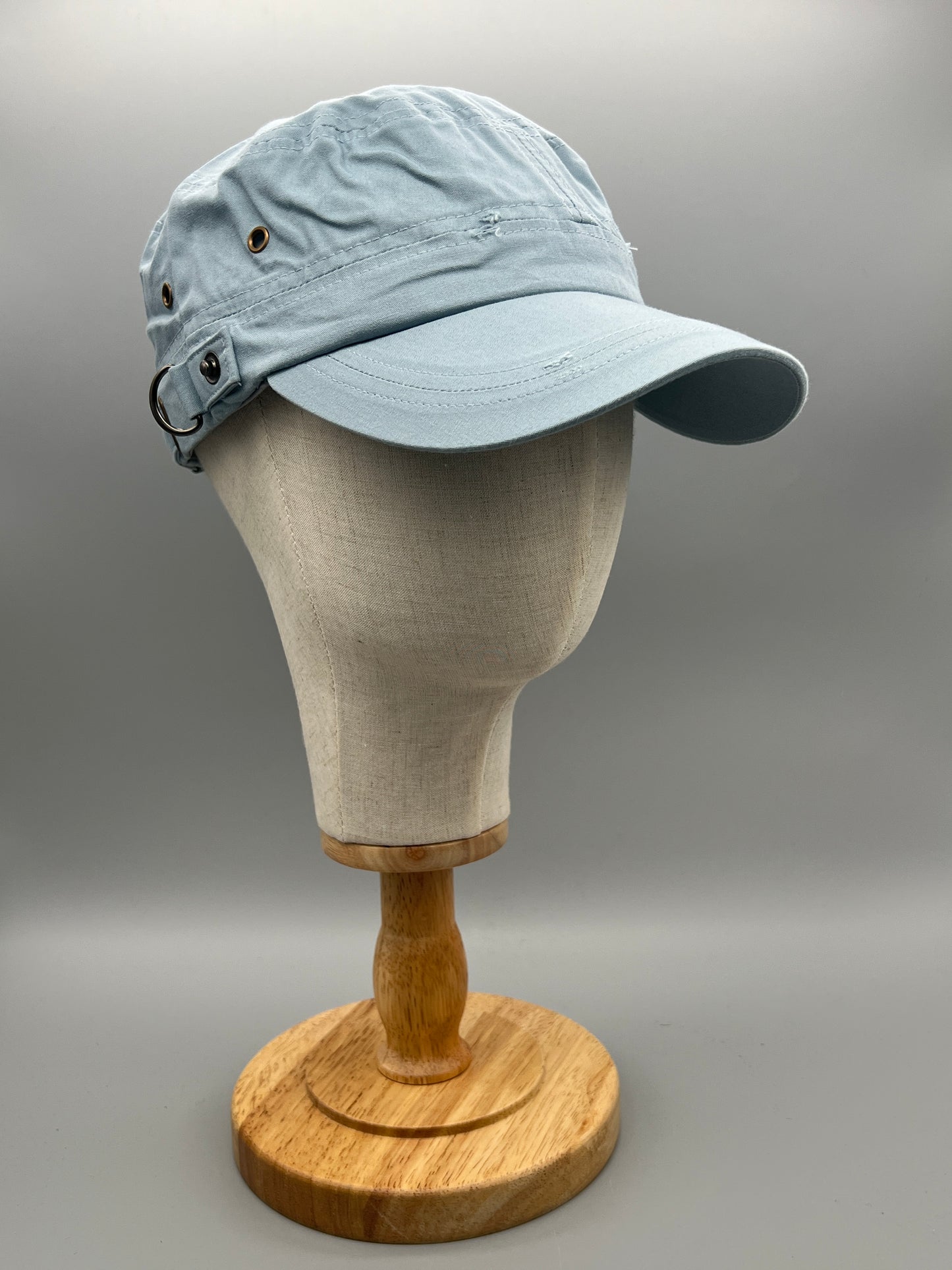 Military Cap für Herren & Damen – Vintage Army-Mütze mit Metall-Details – Baumwoll-Cap verstellbar – Schwarz  - PS-89S