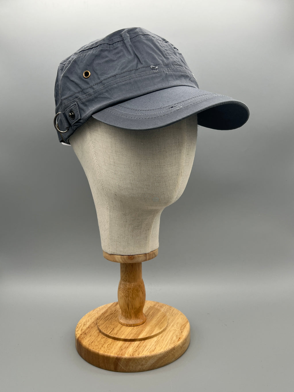 Military Cap für Herren & Damen – Vintage Army-Mütze mit Metall-Details – Baumwoll-Cap verstellbar – Schwarz  - PS-89S