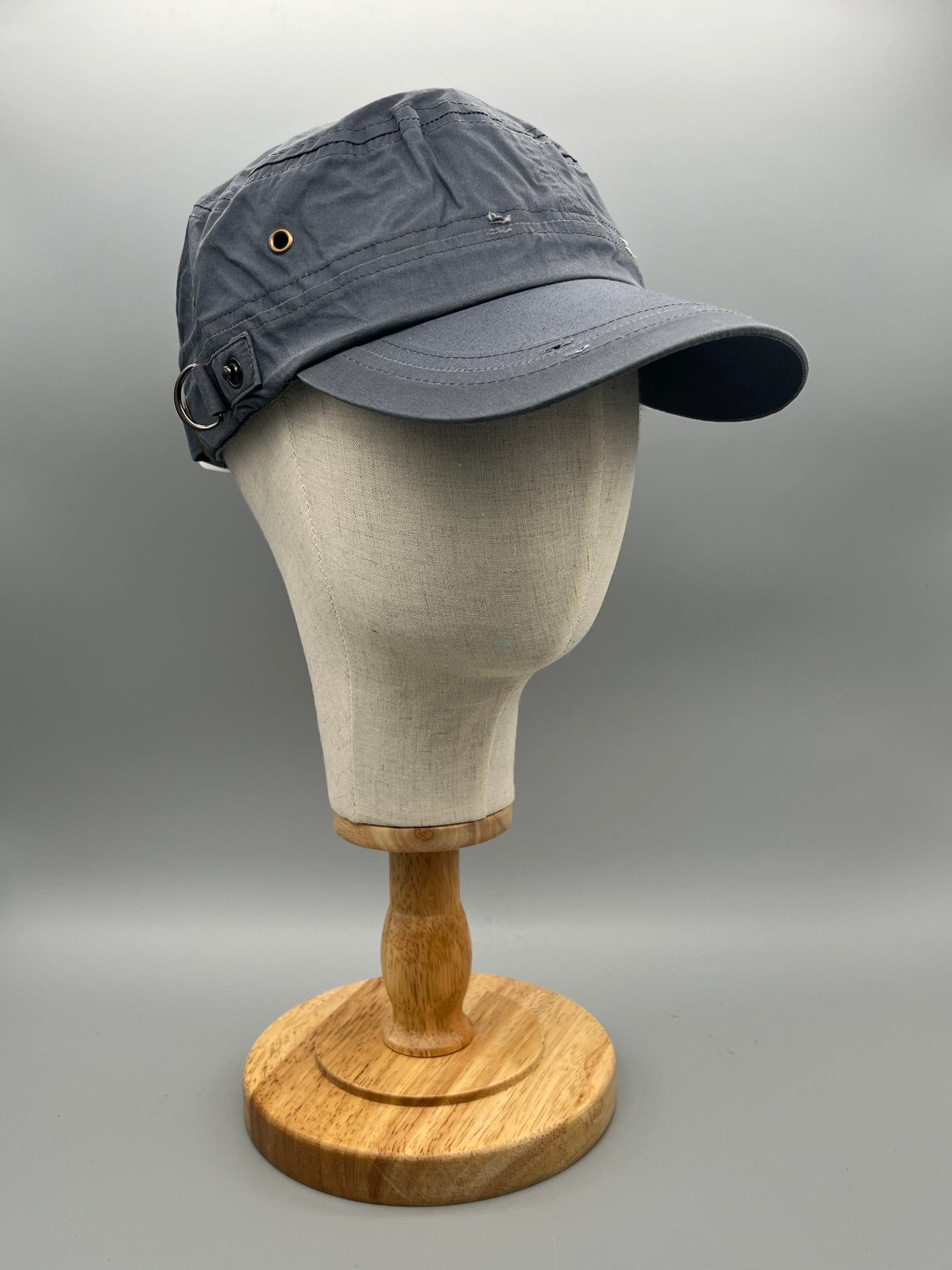 Military Cap für Herren & Damen – Vintage Army-Mütze mit Metall-Details – Baumwoll-Cap verstellbar – Schwarz  - PS-89S