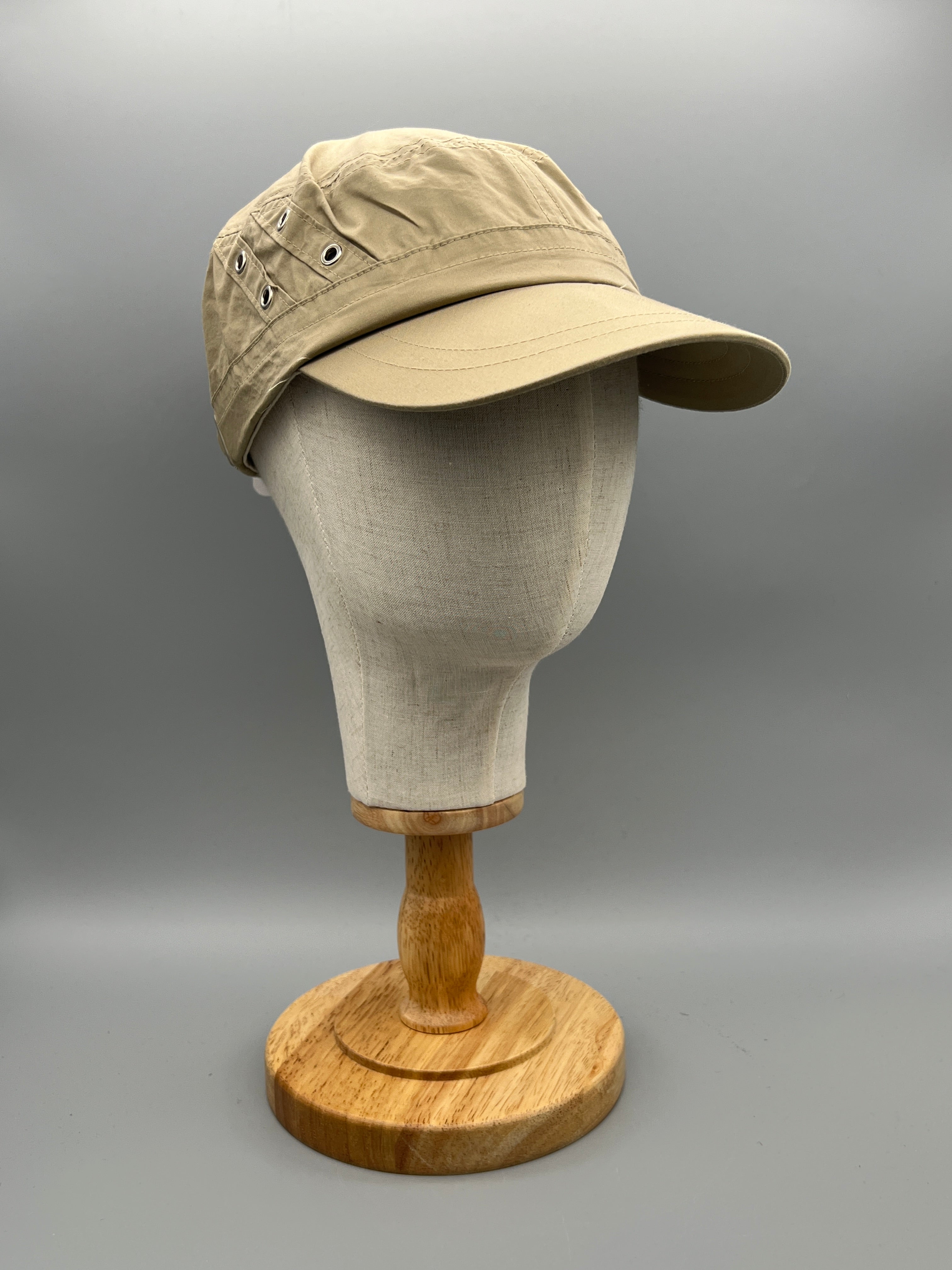 Military Cap für Herren & Damen – Vintage Army-Mütze mit Metall-Details – Baumwoll-Cap verstellbar – Schwarz  - PS-89S