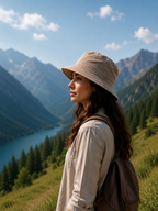 Leinen Sonnenhut Damen – Fischerhut für Wandern & Reisen