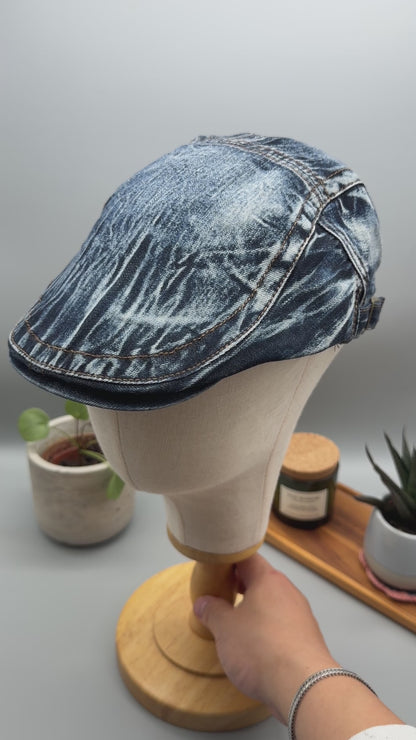 Vintage Denim Flatcap – Stilvolle Schirmmütze im Used-Look PS-59 BL