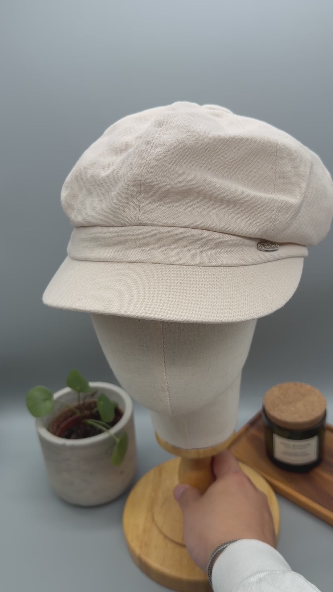 Ballonmütze, Schirmmütze, Leinenhut, Damenhut, Sonnenhut, Vintage - PS-136
