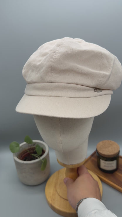 Ballonmütze, Schirmmütze, Leinenhut, Damenhut, Sonnenhut, Vintage - PS-136